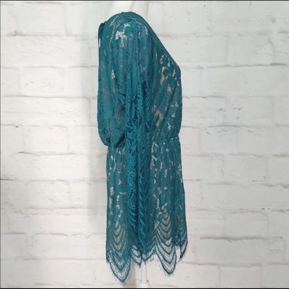Teal Lace Romper - Picture 4 of 5